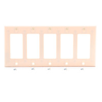Cooper Thermoset Ivory 5-Gang Standard Decorator GFCI GFI Wallplate Cover 2165V