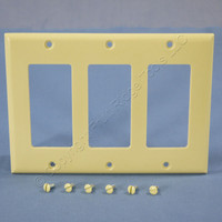 Cooper Ivory Standard Decorator 3-Gang Thermoset Wallplate GFCI GFI Cover 2163V