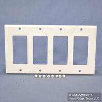 Leviton White Decora Standard 4-Gang Plastic Wallplate GFCI GFI Cover 80412-W