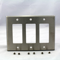 Eagle NON-MAGNETIC Midway Mid-Size Stainless Steel 3-Gang Decorator Wallplate Cover GFCI GFI 93936
