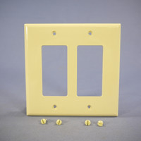 Cooper Ivory 2-Gang Decorator UNBREAKABLE Mid-Size Wallplate GFI GFI Cover PJ262V