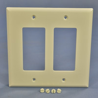 Cooper Light Almond 2-Gang Decorator UNBREAKABLE Mid-Size Wallplate GFI GFI Cover PJ262LA