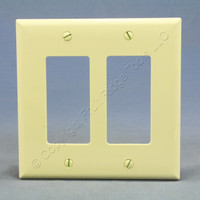 Cooper Almond 2-Gang Decorator UNBREAKABLE Mid-Size Nylon Wallplate GFCI GFI Polycarbonate Cover PJ262A