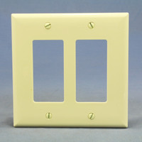 Cooper Almond 2-Gang Decorator UNBREAKABLE Mid-Size Nylon Wallplate GFCI GFI Polycarbonate Cover PJ262A