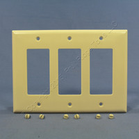 Eagle Ivory Decorator Mid-Size 3-Gang GFI GFCI Cover Rocker Switch Thermoset Wallplate 2063V