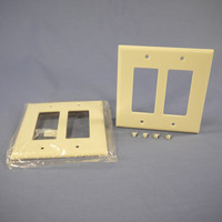 2 Eagle Ivory Mid-Size 2-Gang Decorator Thermoset Wallplate GFCI GFI Covers 2052V