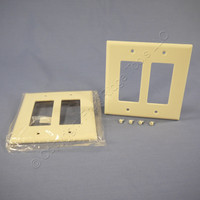 2 Eagle Ivory Mid-Size 2-Gang Decorator Thermoset Wallplate GFCI GFI Covers 2052V