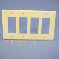 Eagle Ivory Mid-Size Standard Grade Decorator GFCI 4-Gang Wallplate Cover GFI 2064V