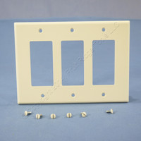 Leviton Light Almond Decora LARGE 3-Gang GFI GFCI Cover Rocker Switch Wallplate 80611-T