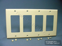 Leviton Almond Unbreakable Decora 4-Gang Wallplate GFCI GFI Cover 80412-NA