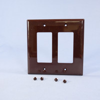 Cooper Brown 2-Gang Decorator UNBREAKABLE Mid-Size Wallplate GFI GFI Cover PJ262B