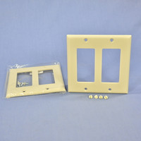 2 Cooper Ivory Decorator Standard 2-Gang Thermoset Wallplate GFCI GFI Covers 2152V