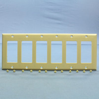 Cooper Ivory Standard Decorator 6-Gang Thermoset Wallplate GFCI GFI Cover 2166V