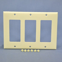 Cooper Almond Standard Decorator 3-Gang Thermoset Wallplate GFCI GFI Cover 2163A