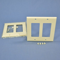 2 Cooper Almond Decorator Standard 2-Gang Thermoset Wallplate GFCI GFI Covers 2152A