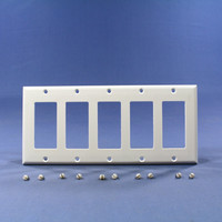 Cooper White Standard Decorator 5-Gang Thermoset Wallplate GFCI GFI Cover 2165W