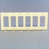 Cooper Light Almond Standard Decorator 6-Gang Thermoset Wallplate GFCI GFI Cover 2166LA