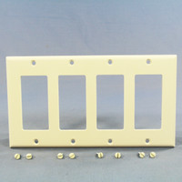 Cooper Light Almond Decorator 4-Gang Thermoset Wallplate GFCI GFI Cover 2164LA
