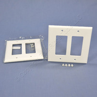2 Cooper Mid-Size White 2-Gang Decorator Thermoset Wallplate GFCI GFI Covers 2052W