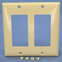 Pass and Seymour Ivory Standard Size 2-Gang Decorator Thermoset Wallplate Plastic Cover SP262-I
