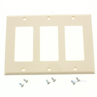 Leviton Ivory Decora 3-Gang Flush Unbreakable Wallplate GFCI GFI Cover 80411-NI