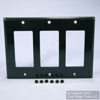 Leviton Black Decora 3-Gang Standard Size Flush Wallplate GFCI GFI Cover 80411-E