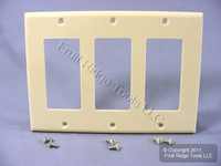 Leviton Almond Decora 3-Gang Flush Unbreakable Wallplate GFCI GFI Cover 80411-NA