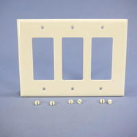 Cooper Light Almond 3-Gang Decorator UNBREAKABLE Mid-Size Wallplate GFI GFI Cover PJ263LA