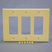Cooper Ivory 3-Gang Decorator UNBREAKABLE Mid-Size Wallplate GFI GFI Cover PJ263V