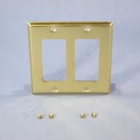 Mulberry Standard 2-Gang POLISHED BRASS Decorator Wallplate Cover GFCI GFI 64402