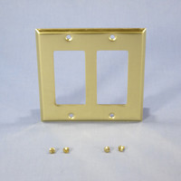 Mulberry SOLID Polished BRASS Standard 2-Gang Decorator Wallplate Rocker Cover GFCI 64402