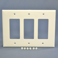 Cooper White 3-Gang Decorator UNBREAKABLE Mid-Size Wallplate GFI GFI Cover PJ263W