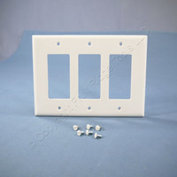 Cooper White Decorator Mid-Size 3-Gang GFI GFCI Cover Rocker Switch Thermoset Wallplate 2063W