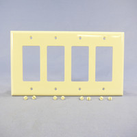 Cooper Ivory 4-Gang Decorator UNBREAKABLE Mid-Size Wallplate Rocker Switch Cover PJ264V