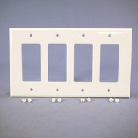 Cooper White 4-Gang Decorator UNBREAKABLE Mid-Size Wallplate Rocker Switch Cover PJ264W