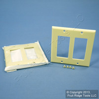 2 Leviton Ivory Decora 2-Gang Standard Wallplate GFCI GFI Smooth Covers 80409-I