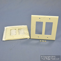 2 Leviton Almond Decora LARGE Mid-Way GFI GFCI Cover 2-Gang Wallplates 80609-A
