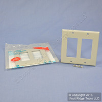 2 Leviton Gray Decora 2-Gang Unbreakable Wallplates GFCI GFI Covers 80409-NGY