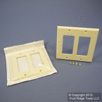 2 Leviton Almond Decora 2-Gang Unbreakable Wallplates GFCI GFI Covers 80409-NA