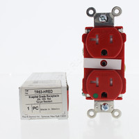 Pass & Seymour Red Tamper Resistant Straight Blade Duplex Receptacle Outlet NEMA 5-20R 20A 125V Hospital Grade TR63-HRED