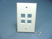 NEW Leviton White Quickport 4-Port Flush Mount High Impact Fire-Retardant Plastic Wallplate Cover 1-Gang 41080-4WP