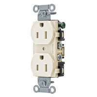 Hubbell Light Almond Duplex Receptacle Outlet NEMA 5-15R 15A 125V Bulk BR15LAZ