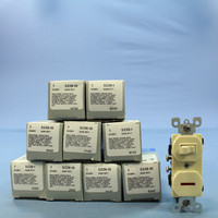 10 Leviton Ivory Commercial Toggle Wall Switches w/ Slit Pilot Light 5226-I-041