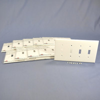 10 Cooper White 4-Gang Mid-Size UNBREAKABLE Toggle Switch Wallplate Covers PJ4W