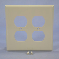 Cooper Gray Mid-Size 2-Gang UNBREAKABLE Receptacle Wallplate Duplex Outlet Cover PJ82GY