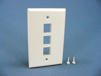 NEW Leviton White Quickport 3-Port Flush Mount High Impact Fire-Retardant Plastic Wallplate Cover 1-Gang 41080-3WP