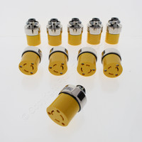 10 Cooper Yellow Armored Commercial Grade Nylon Locking Connectors NEMA L10-20R 20A 125/250V 3-Pole 3-Wire 2355