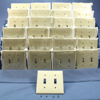 25 Leviton Light Almond UNBREAKABLE 2-Gang Switch Cover Wallplate Switchplates 80709-T