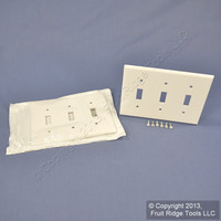 2 Leviton White Standard Size 3-Gang Toggle Switch Cover Wallplate Plastic Switchplates 88011