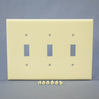 Cooper Almond 3-Gang Mid-Size UNBREAKABLE Nylon Toggle Switch Cover Wallplate PJ3A